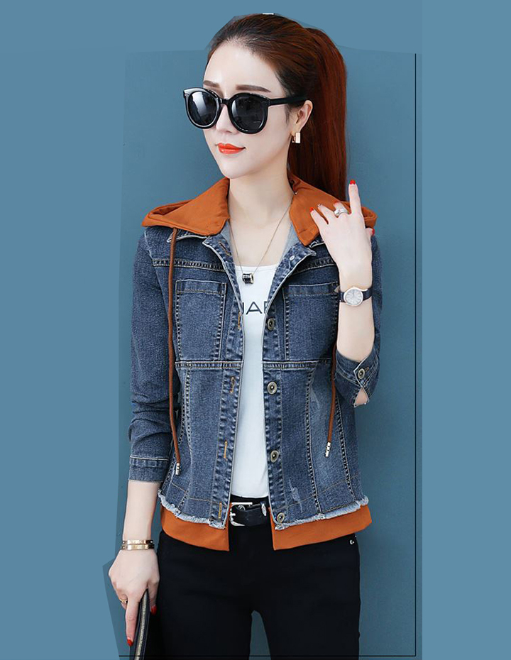 ÁO KHOÁC JEAN NỮ PHỐI NÓN NÂU
